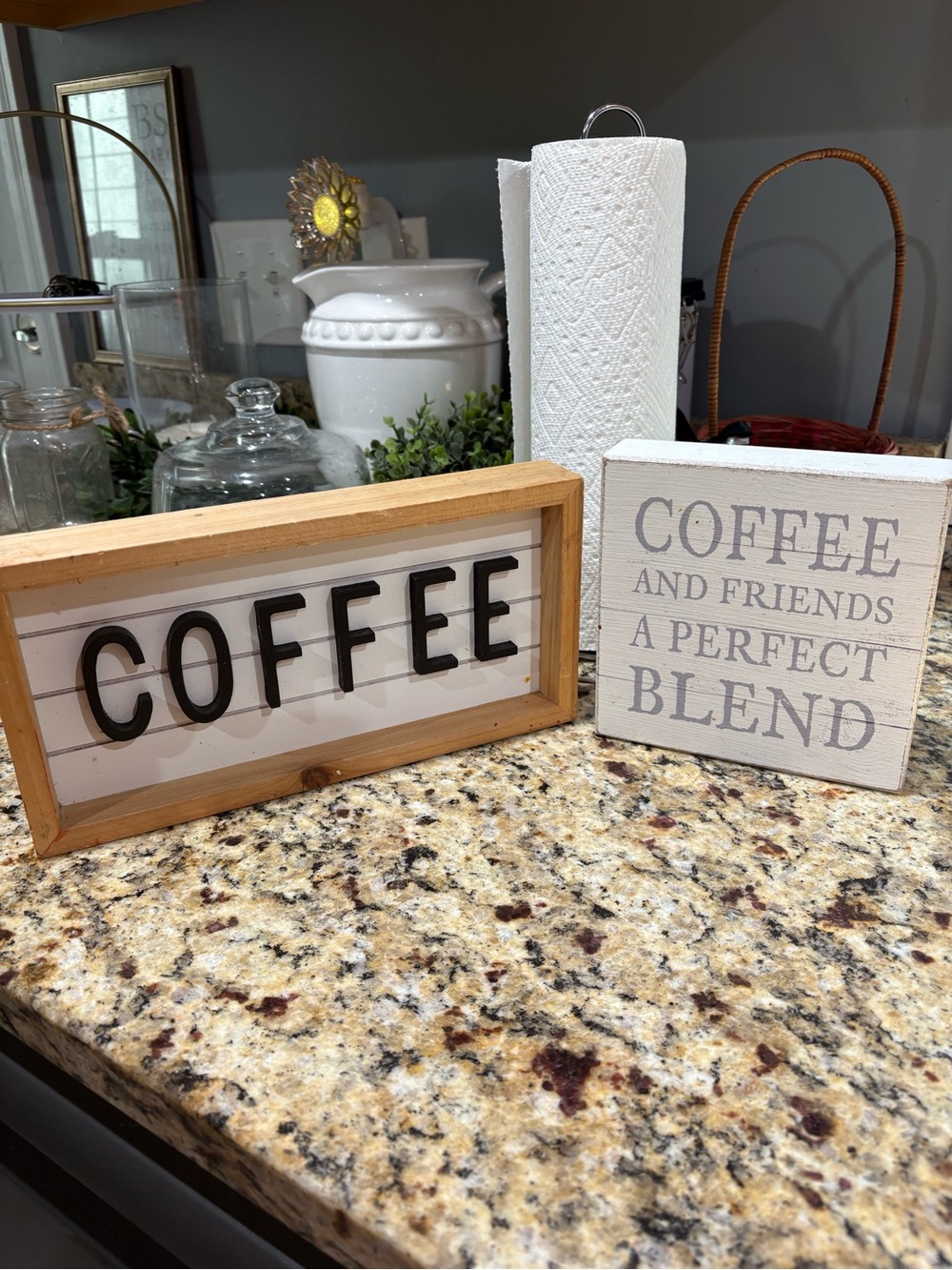 Rustic Wood Coffee Sign - White and Natural